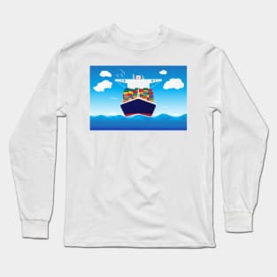 Cargo ship in the sea Long Sleeve T-Shirt